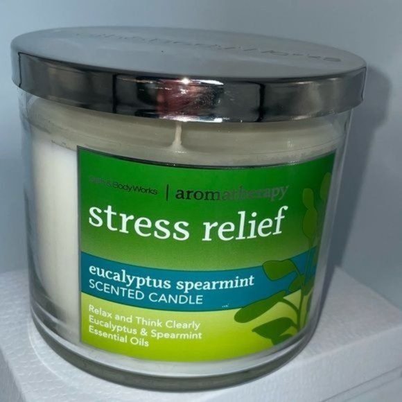 Bath & Body Works STRESS RELIEF Aromatherapy Candle 3 Wick NEW - Picture 2 of 3